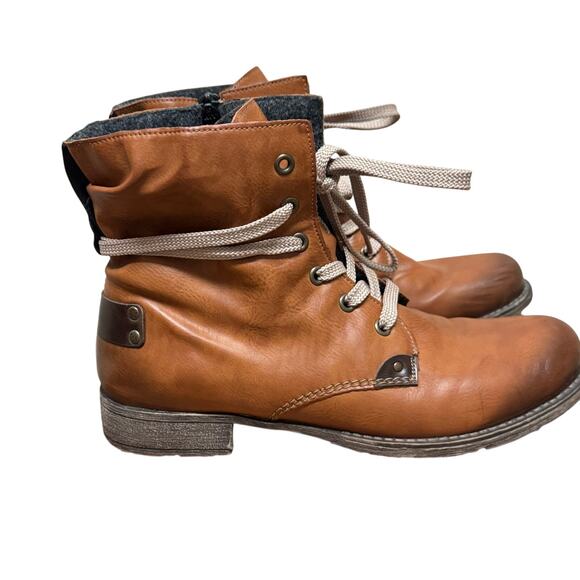 Rieker Women’s Brown Leather Combat Ankle Boots EU 39 US 8.5 - Picture 5 of 9